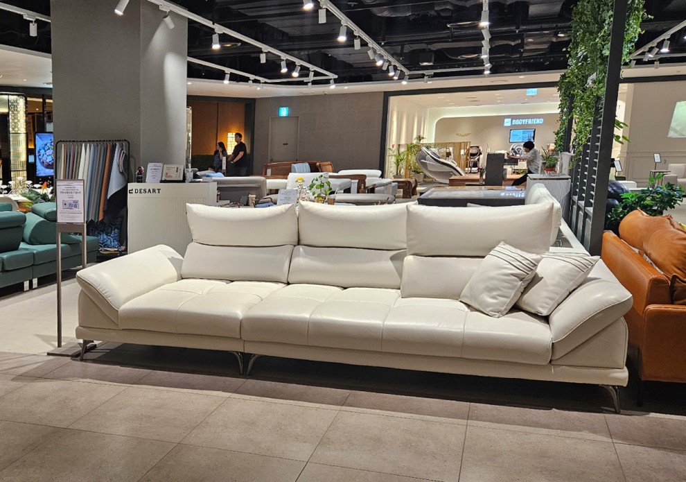 [전시]팰리스 이태리 천연 소가죽 4인용 스윙 소파