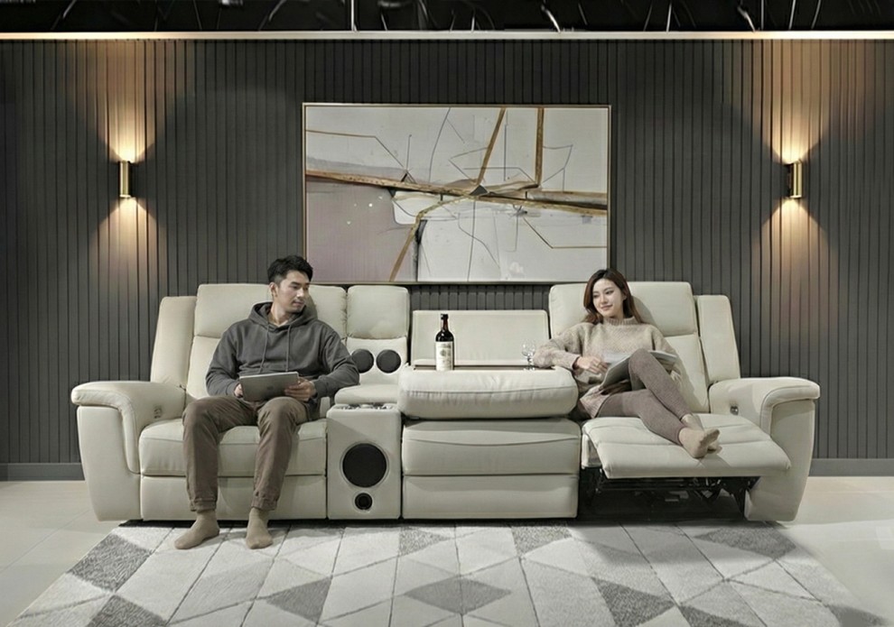 이지프 천연 소가죽 4인용 리클라이너 소파