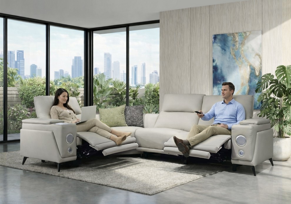 에어리 천연 소가죽 4인용 코너형 리클라이너 소파