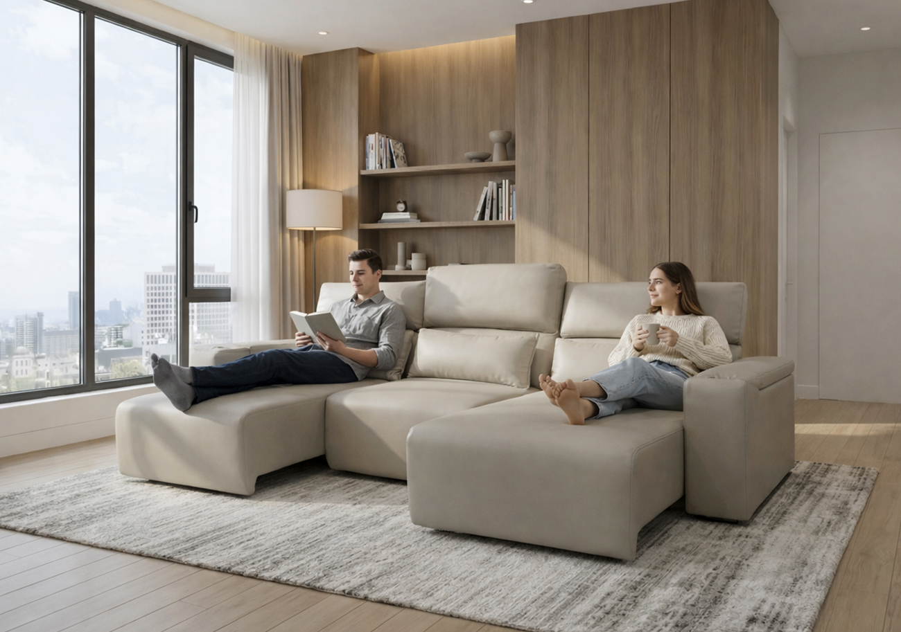 아벨론  4인용 리클라이너 무빙 소파 배드