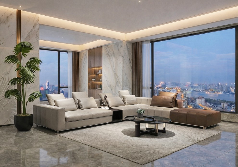 넬로 소가죽 8인용 코너 카우치형 명품 가구 소파