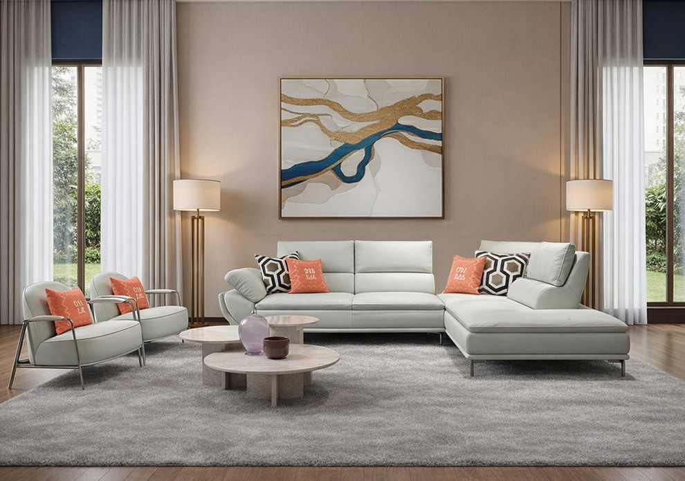 베네토 소가죽 4인용 코너형 스윙 명품 가구 소파