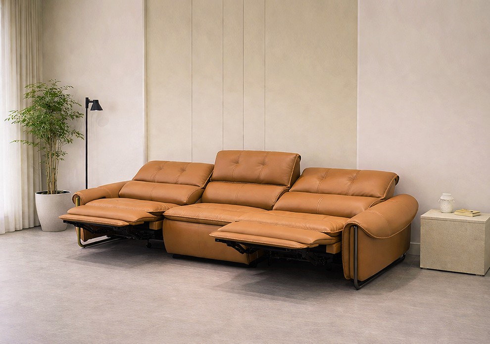 젠트 소가죽 4인용 리클라이너 소파