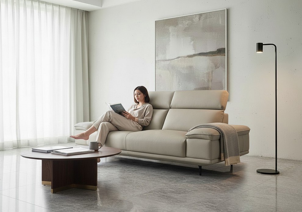 엘리노 천연 소가죽  3인용 소파