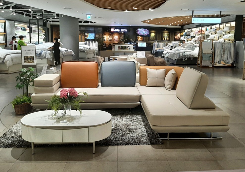 [전시]리네아 이태리 천연 소가죽 4인용 코너형 소파